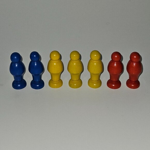 7 Wooden Toy People Figure Lot Railway Train Town Accessories Game Token Primary - Picture 3 of 6